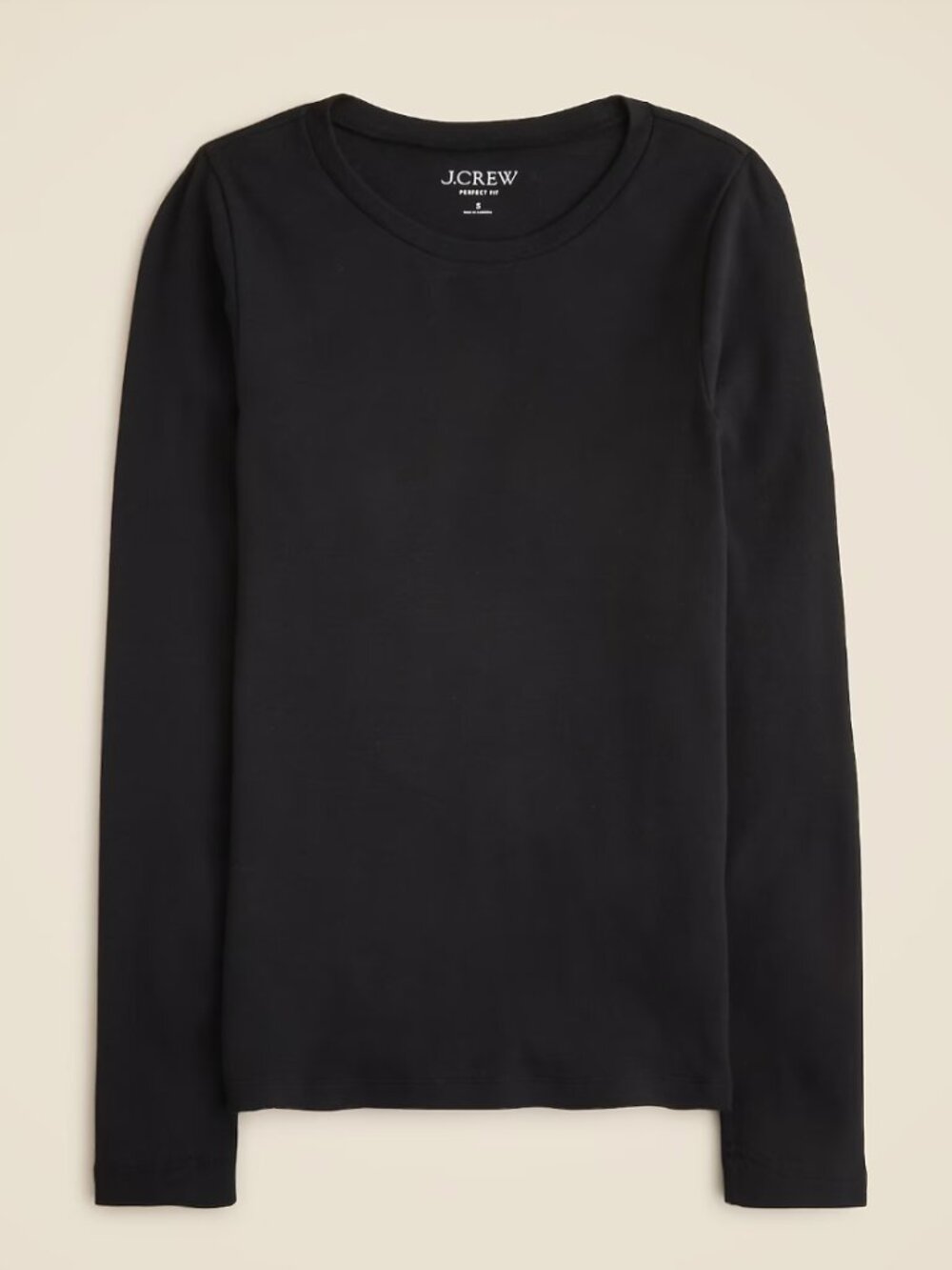 J. Crew Perfect Fit Long Sleeve Crewneck T-Shirt Black Size XS